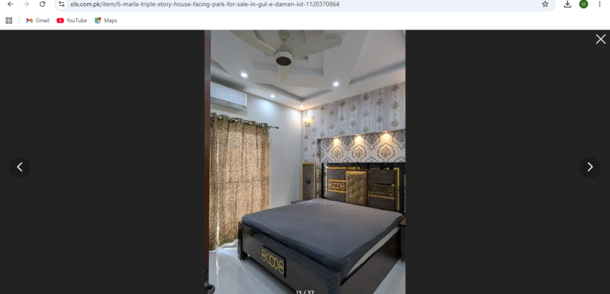 6 Marla triple story House Facing Park For Sale in Gul e Daman