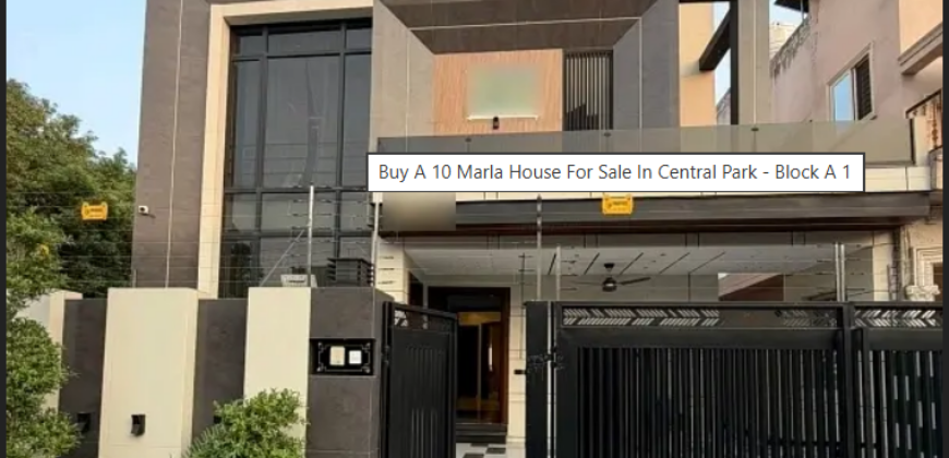 Buy A 10 Marla House For Sale In Central Park – Block A