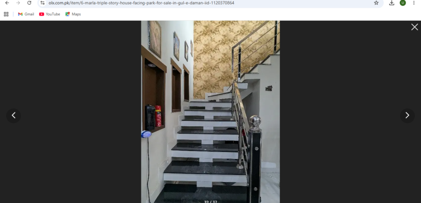 6 Marla triple story House Facing Park For Sale in Gul e Daman