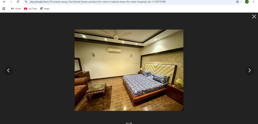 10 Marla Luxury Furnished Lower Portion For Rent In Bahria Town Lhr Near Hospital