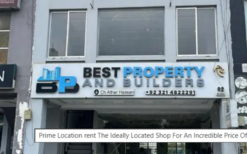Prime Location rent The Ideally Located Shop Park View Villas, Lahore