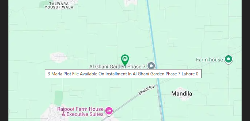 3 Marla Plot File Available On Installment In Al Ghani Garden Phase 7 Lahore