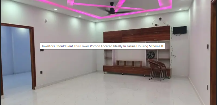 Investors Should Rent This Lower Portion Located Ideally In Fazaia Housing Scheme